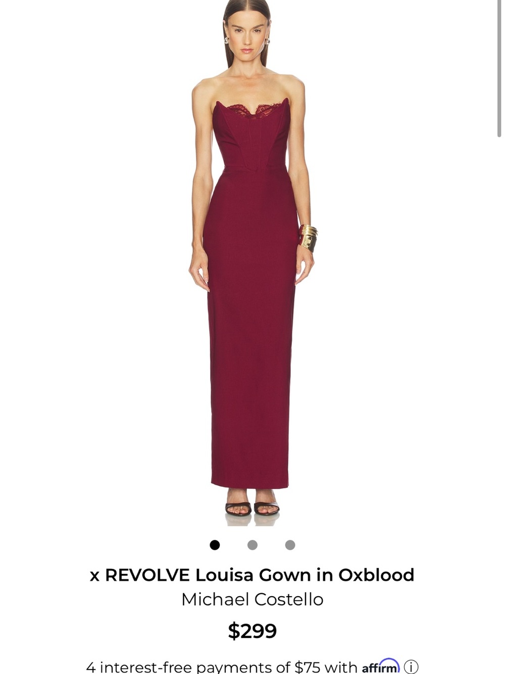Louisa gown in Oxblood by Michael Costello
